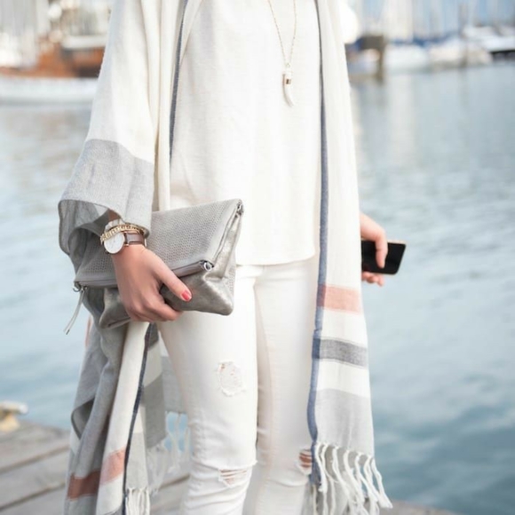 Loft | Striped Poncho with Fringe - Picture 12 of 14